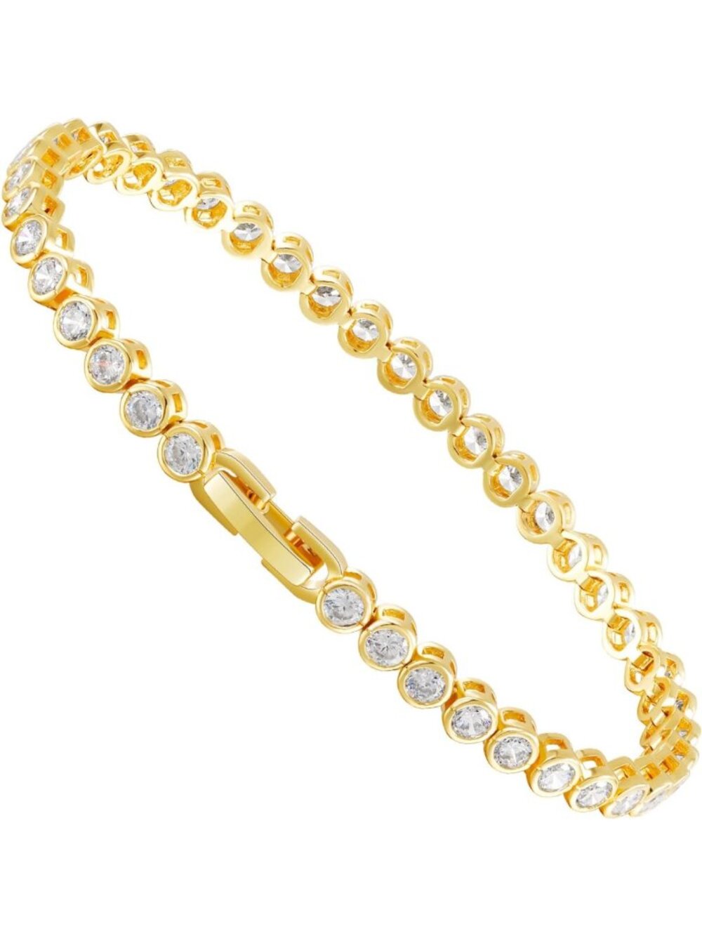 Elegant 18K Gold/White Gold Plated Tennis Bracelet with 3MM Cubic Zirconia for